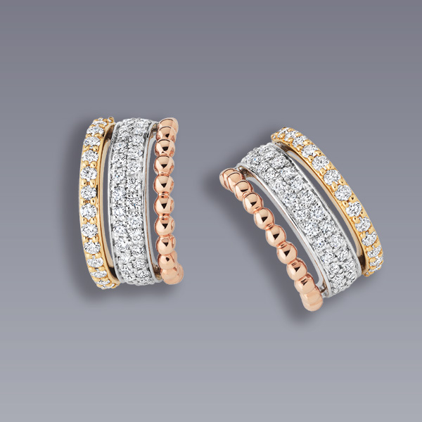 Boucles d’oreilles « Lecce » Trois ors et diamants 