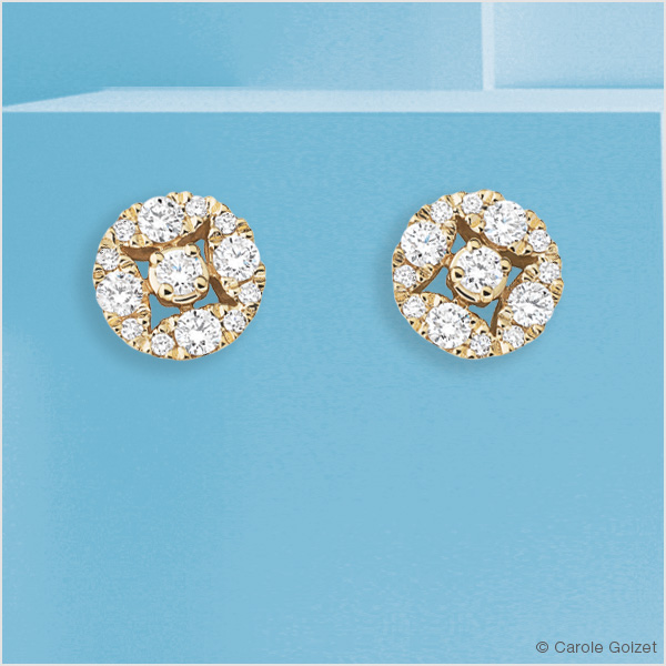 Boucles d'oreilles « Maldives » or jaune & diamants