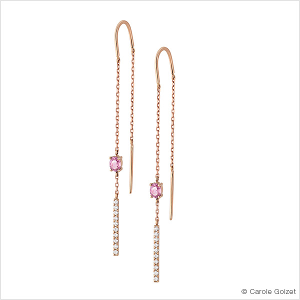 Boucles d’oreilles « Marga » Or rose, saphirs roses et diamants