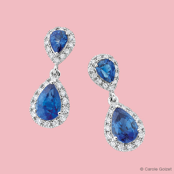 Boucles d’oreilles « Monceau » boucles d’oreilles Or blanc, saphirs et diamants