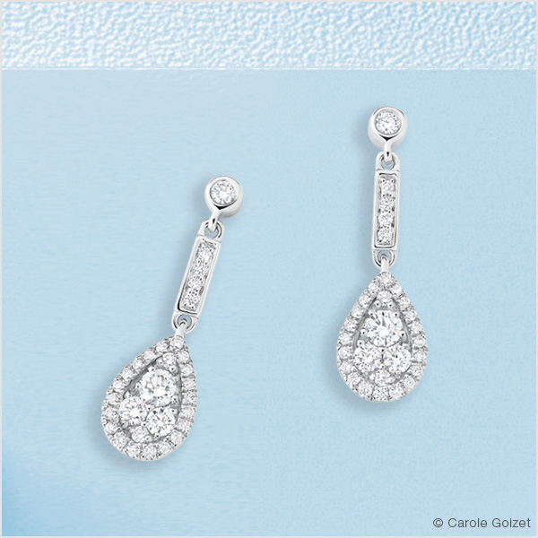 Boucles d'oreilles « Paros » or blanc & diamants