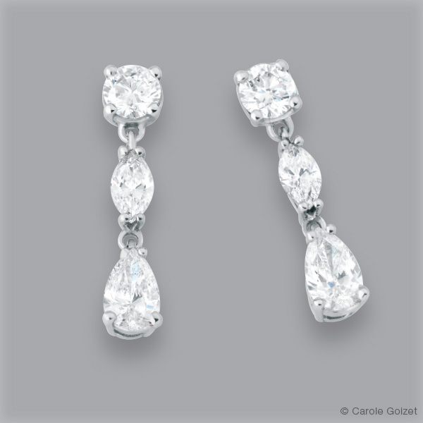 Boucles d’oreilles « Rain » Or gris et diamants
