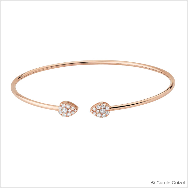 Bracelet jonc « Champagne » Or rose et diamants