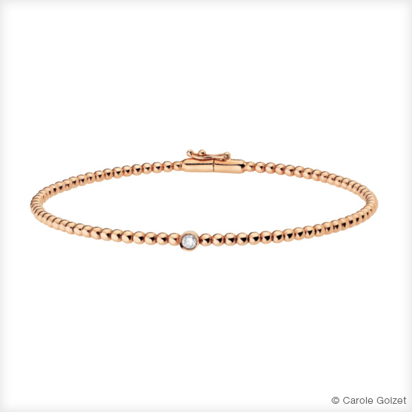 Bracelet  « Perle Passion » jonc perlé, or rose et diamant