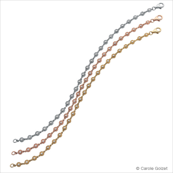 Bracelets « Bombay » Or jaune, blanc ou rose et diamants
