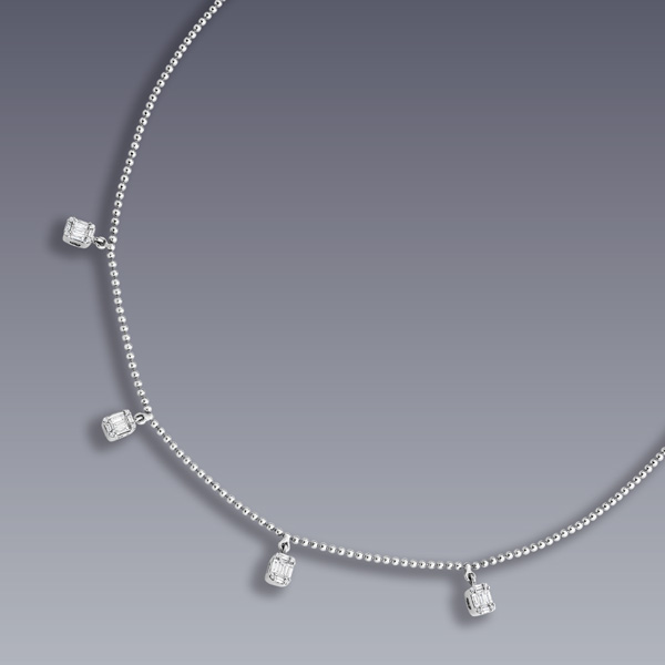 Collier « Catane » or blanc et diamantss