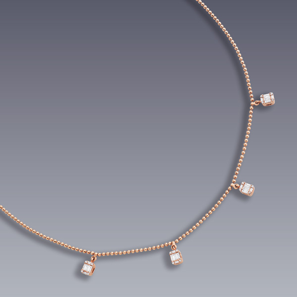 Collier « Catane » or rose et diamants
