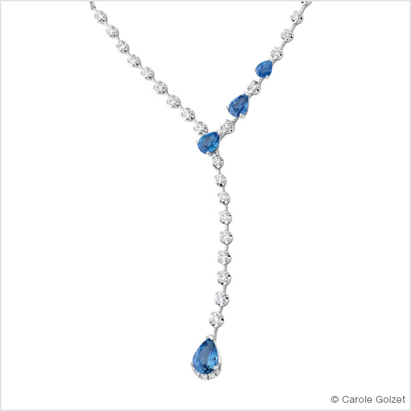 Collier « Gouttes de Ceylan » Or blanc, saphirs et diamants