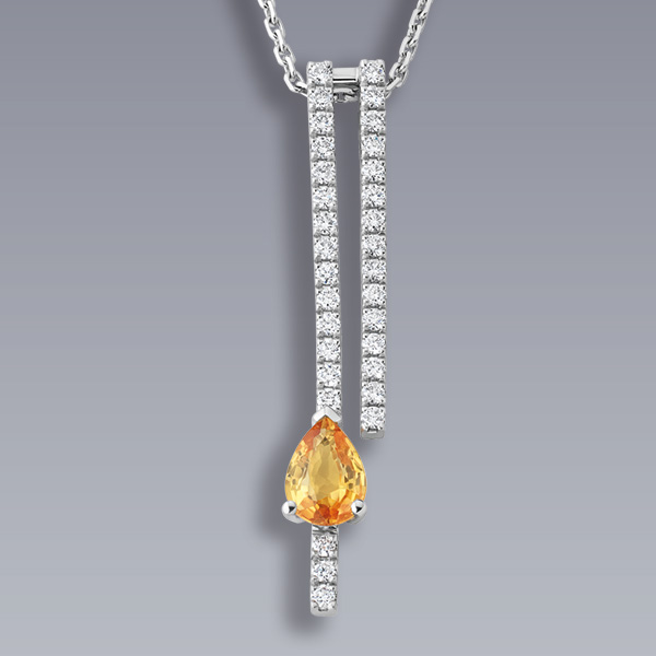 Collier « Padoue » collier or blanc, saphir jaune et diamants