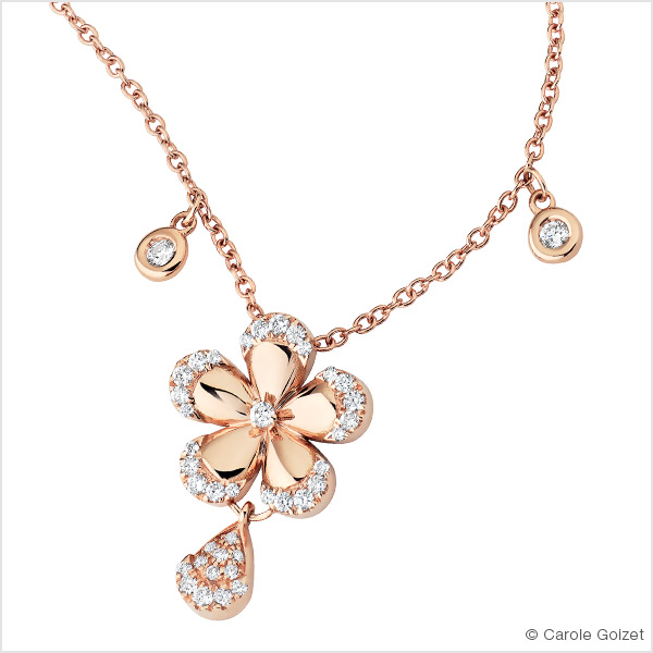 Collier « Pensée » Or rose et diamants.