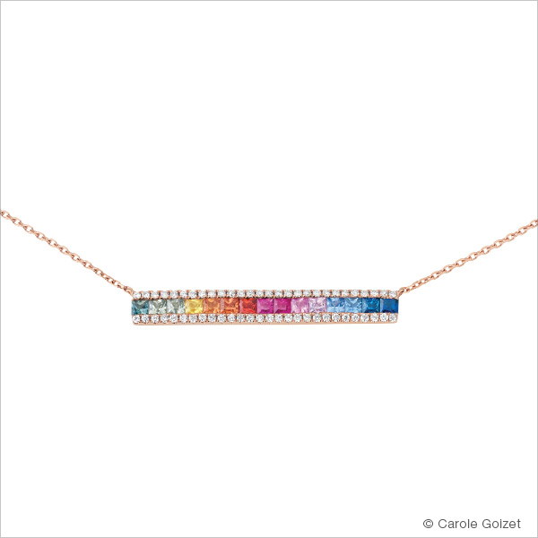 Collier « Rainbow » Or rose, saphirs multicolores et diamants