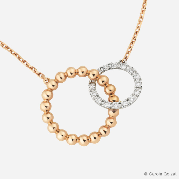Collier « Théo » Or rose, or gris et diamants