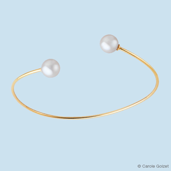 Jonc « Opéra » jonc Or jaune et perles akoya du japon