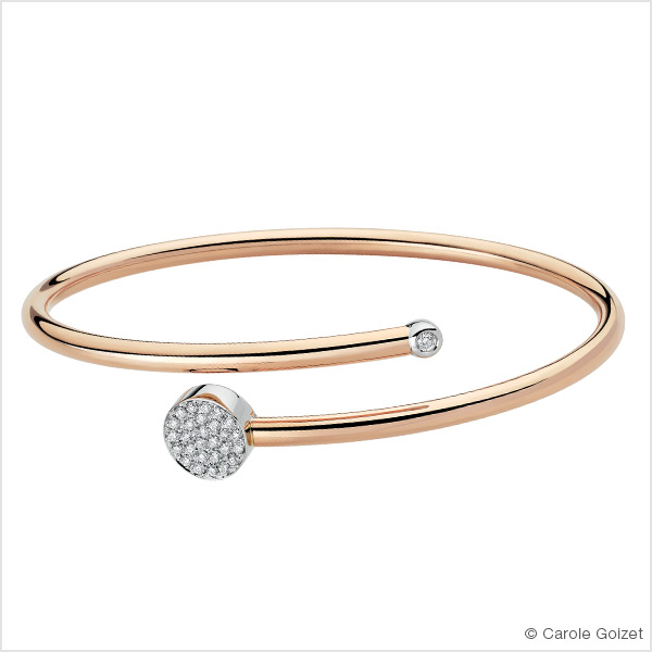 Jonc « Spirale » Or rose et blanc et diamants