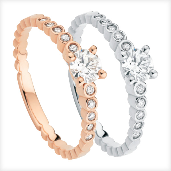 Solitaire « Anastasia » Or rose et diamants ou Or blanc et diamants.