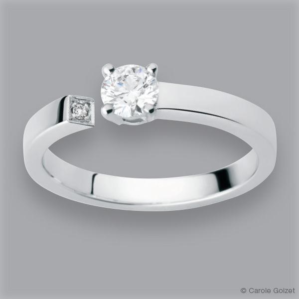 
Solitaire « Enzo » Or gris et diamants