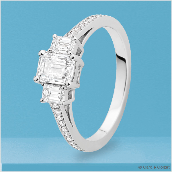 Solitaire « Fidji » or blanc & diamants