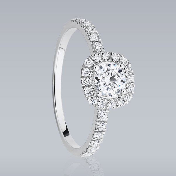 Solitaire « Florence » or blanc et diamants