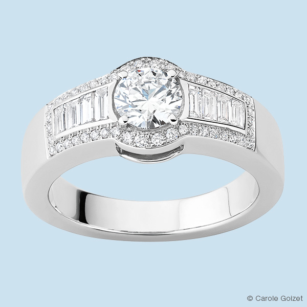 Solitaire « Montaigne » solitaire Or blanc et diamants