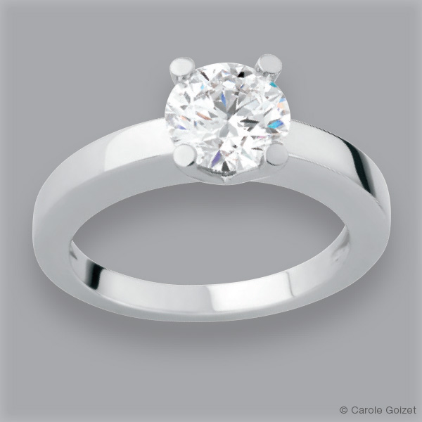 Solitaire « Pure » Or gris et diamant