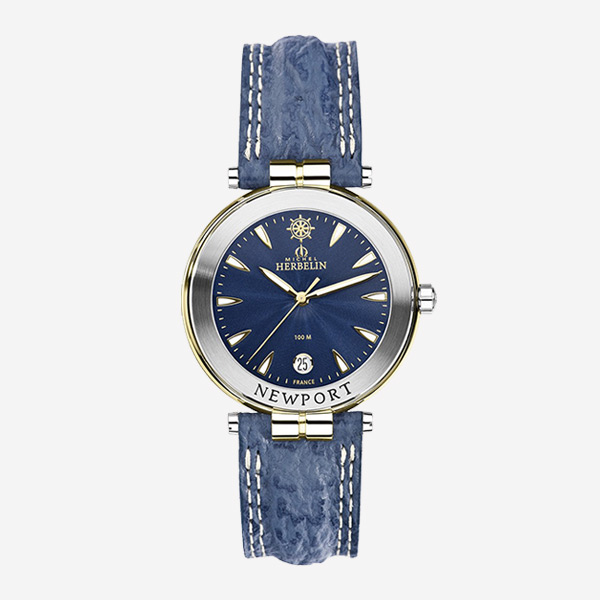 Newport Acier Or Jaune / Cuir