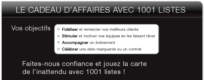 Le cadeau d'affaires avec 1001 listes