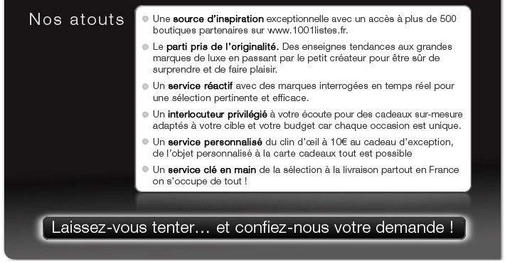 Le cadeau d'affaires avec 1001 listes